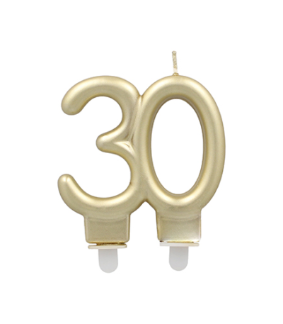 Product foto van Kaarsen met houder goud "30" set van 10