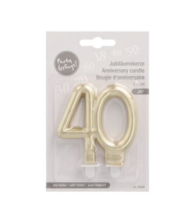 Product foto van Kaarsen met houder goud "40" set van 6