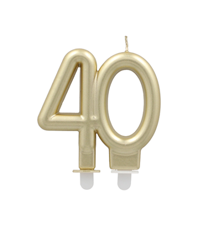 Product foto van Kaarsen met houder goud "40" set van 6