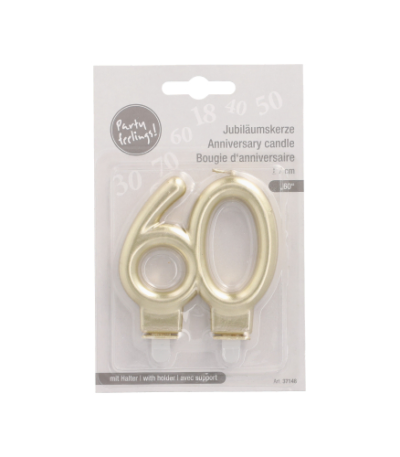 Product foto van Kaarsen met houder goud "60" set van 6