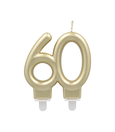 Product foto van Kaarsen met houder goud "60" set van 6