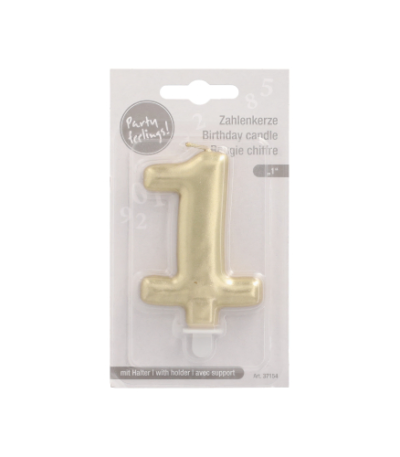 Product foto van Kaarsen met houder goud 7cm set van 1