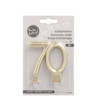 Product foto van Kaarsen met houder goud 7cm set van 10 "70"