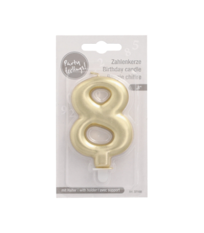 Product foto van Kaarsen met houder goud 7cm set van 8