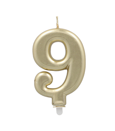 Product foto van Kaarsen met houder goud 9cm set van 9