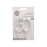 Product foto van Kaarsen met houder zilver "50" jubileum set