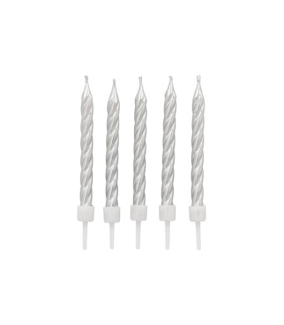 Product foto van Kaarsen op houder verjaardag zilver 6cm set van 12