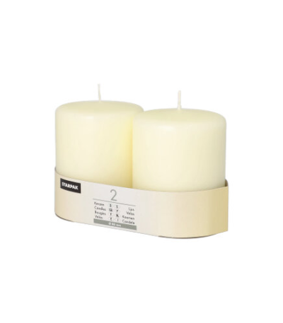 Product foto van Kaarsen stompkaars ivoor set van 2 80mm x 100mm