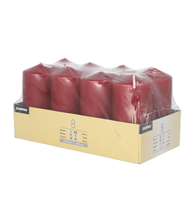 Product foto van Kaarsen stompkaarsen bordeaux set van 8