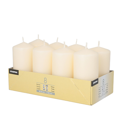 Product foto van Kaarsen stompkaarsen creme set van 8