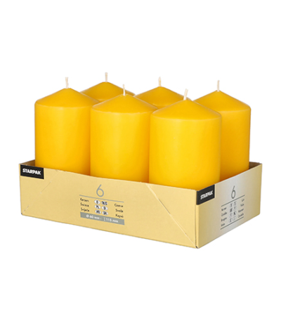 Product foto van Kaarsen stompkaarsen goudgeel set van 6