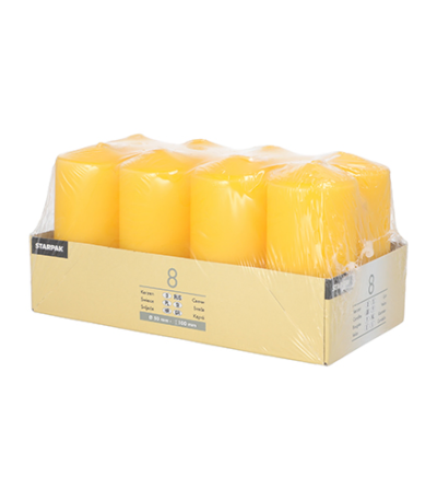 Product foto van Kaarsen stompkaarsen goudgeel set van 8