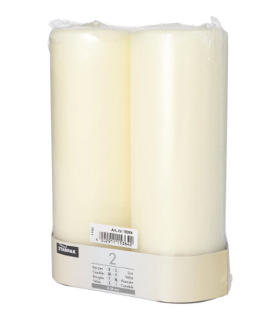Product foto van Kaarsen stompkaarsen ivoor 80mm x 220mm set van 2 Ivory