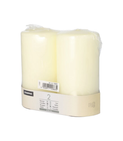 Product foto van Kaarsen stompkaarsen ivoor set van 2 80mm x 150mm