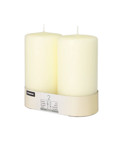 Product foto van Kaarsen stompkaarsen ivoor set van 2 80mm x 150mm