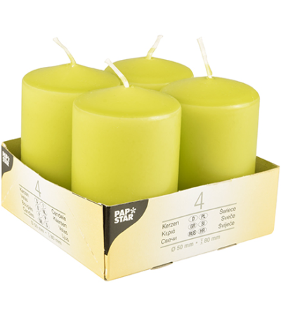 Product foto van Kaarsen stompkaarsen kiwi set van 4