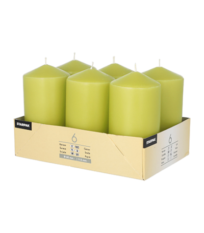 Product foto van Kaarsen stompkaarsen kiwi set van 6