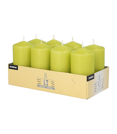 Product foto van Kaarsen stompkaarsen kiwi set van 8