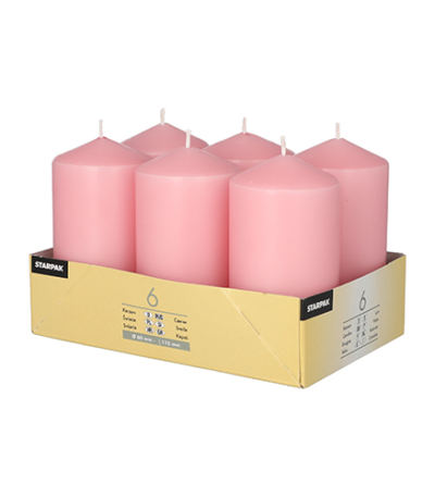 Product foto van Kaarsen stompkaarsen oudroze set van 6