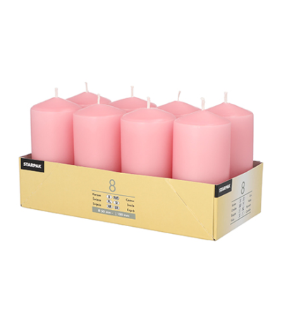 Product foto van Kaarsen stompkaarsen oudroze set van 8