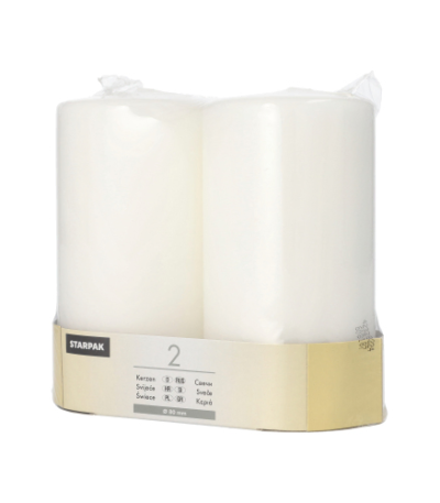 Product foto van Kaarsen stompkaarsen wit set van 2 80mm x 150mm