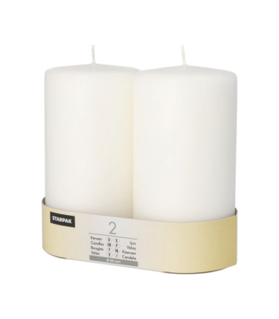 Product foto van Kaarsen stompkaarsen wit set van 2 80mm x 150mm