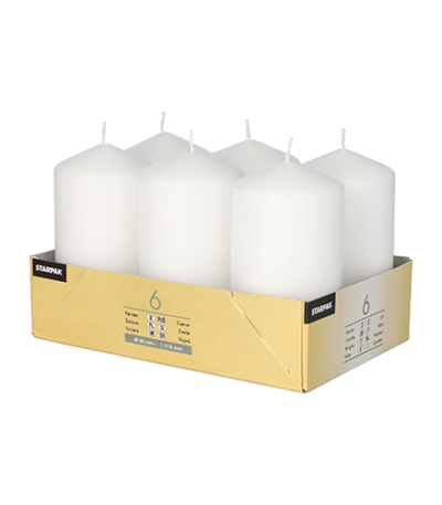 Product foto van Kaarsen stompkaarsen wit set van 6