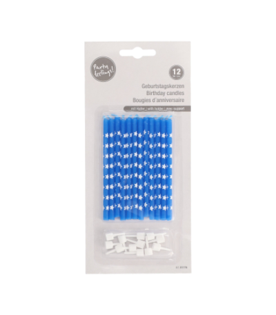 Product foto van Kaarsen verjaardag assorti kleuren 10cm set van 12