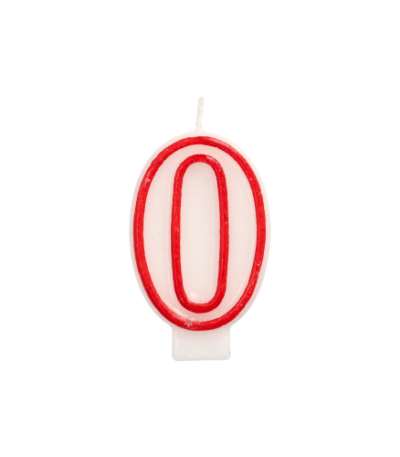 Product foto van Kaarsen verjaardag wit met rode rand 7