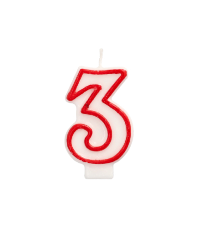 Product foto van Kaarsen verjaardag wit met rode rand 7