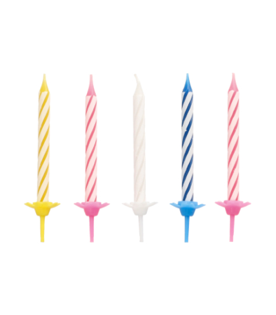 Product foto van Kaarsjes met houders assorti kleuren set van 24