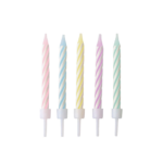 Product foto van Kaarsjes met houders pastel assorti kleuren set van 24