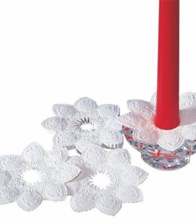 Product foto van Kaarsmanchetten rond wit set van 100