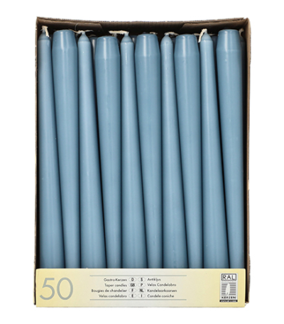 Product foto van Kandelaarkaarsen blauw set van 50 22cm