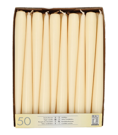 Product foto van Kandelaarkaarsen champagne set van 50 22cm