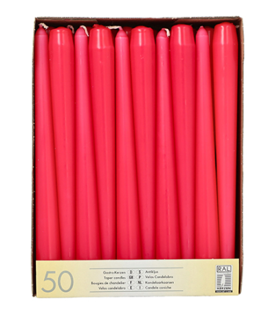 Product foto van Kandelaarkaarsen fuchsia set van 50 2