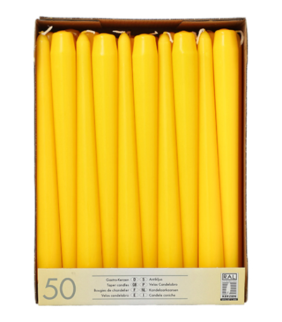 Product foto van Kandelaarkaarsen geel set van 50 2