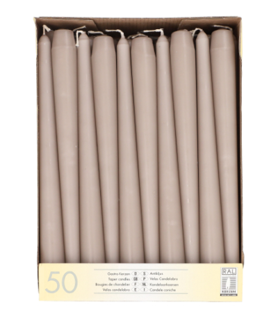 Product foto van Kandelaarkaarsen greige set van 50 2