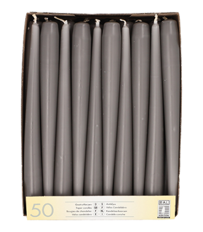 Product foto van Kandelaarkaarsen grijs set van 50 2
