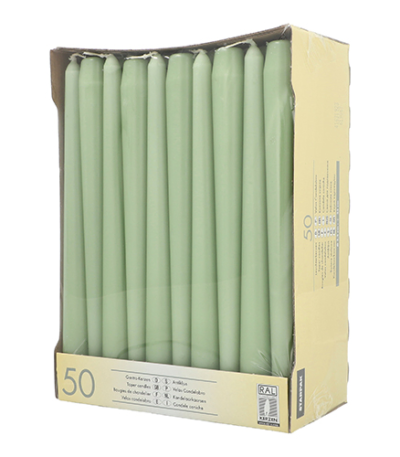 Product foto van Kandelaarkaarsen groen jade set van 50 22cm