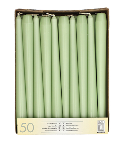 Product foto van Kandelaarkaarsen groen jade set van 50 22cm