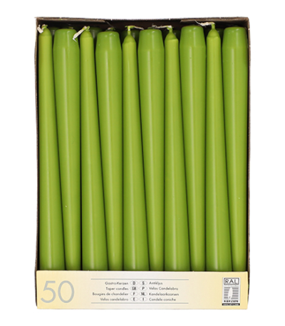 Product foto van Kandelaarkaarsen olijfgroen set van 50