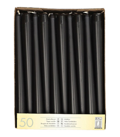 Product foto van Kandelaarkaarsen zwart set van 50 2