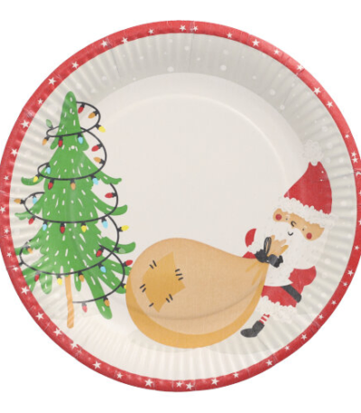 Product foto van Karton Borden rond 23 cm set van 10 Lutins de Noel
