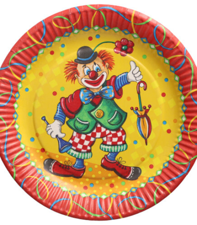 Product foto van Karton Borden rond Clown set van 10