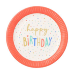 Product foto van Karton Borden rond Happy Birthday set van 10 23cm