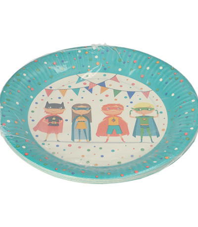 Product foto van Karton Borden rond Superhero 10 stuks