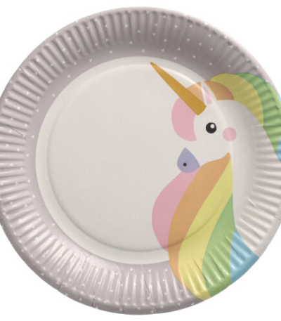 Product foto van Karton Borden rond Unicrn set van 10 23cm
