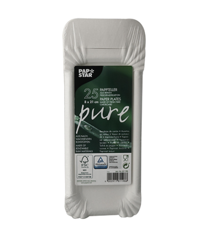 Product foto van Karton Borden wit hoekig set van 25 8cm x 21cm met handvat