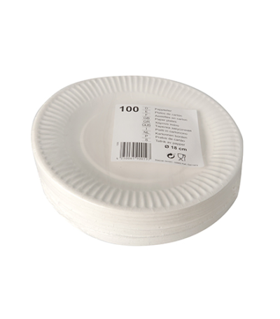 Product foto van Karton Borden wit rond 18 cm set van 100